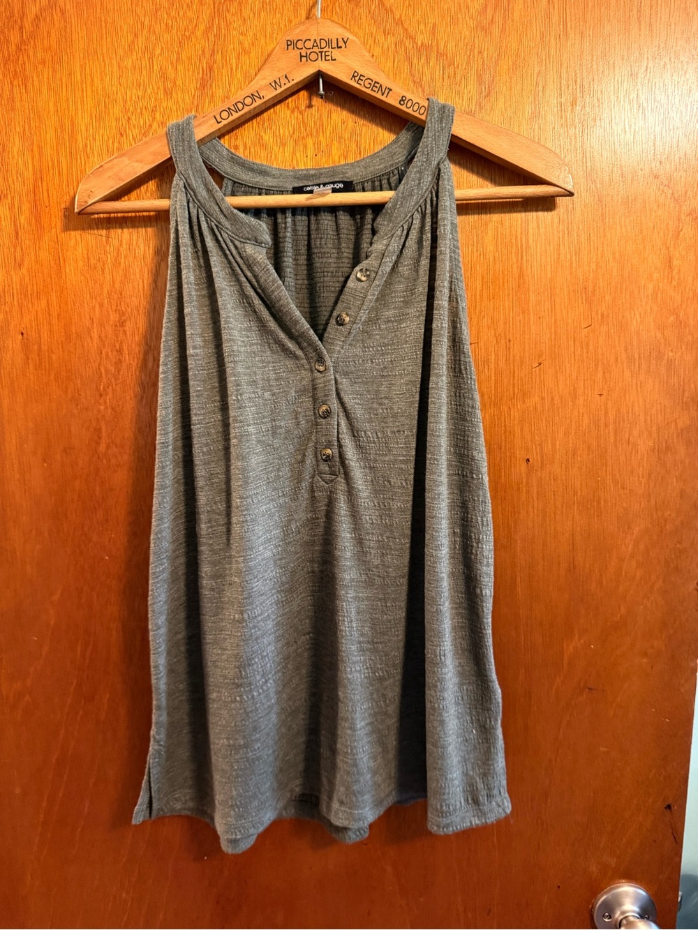 Cable & Gauge Green Sleeveless Henley Tank Top